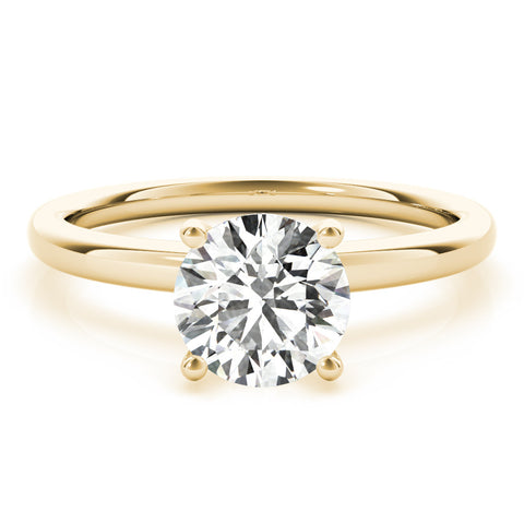 Yellow gold Round Solitaire Diamond Ring with Four-Prong Setting and Classic Band 1
