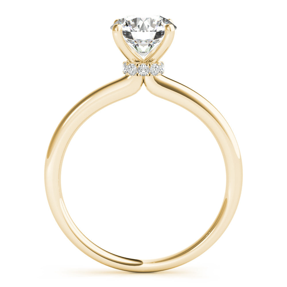 Yellow gold Round Solitaire Diamond Ring with Four-Prong Setting and Classic Band 2