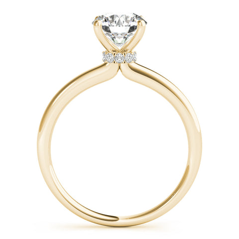 Yellow gold Round Solitaire Diamond Ring with Four-Prong Setting and Classic Band 2