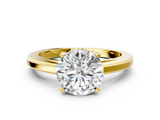 Yellow gold Round Solitaire Diamond Ring with Four-Prong Setting and Classic Band_4