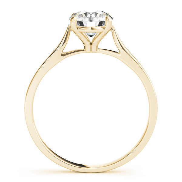 Yellow gold Round Solitaire Diamond Ring with Four-Prong Setting and Tapered Band 2