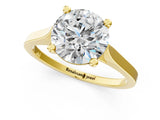 Yellow gold Round Solitaire Diamond Ring with Four-Prong Setting and Tapered Band 2