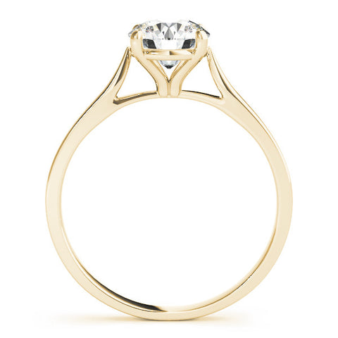 Yellow gold Round Solitaire Diamond Ring with Four-Prong Setting and Tapered Band 2