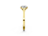 Yellow gold Round Solitaire Diamond Ring with Four-Prong Setting and Tapered Band 3