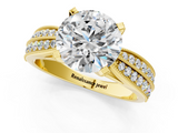 Yellow gold Round Solitaire Diamond Ring with Milgrain Pavé Band and Four-Prong Setting_176