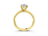 Yellow gold Round Solitaire Diamond Ring with Milgrain and Black Enamel X Pattern Band_190