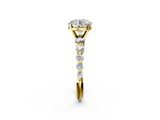 Yellow gold Round Solitaire Diamond Ring with Pave Band and Four-Prong Setting_197