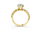 Yellow gold Round Solitaire Diamond Ring with Pave Band and Four-Prong Setting_198
