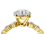 Yellow gold Round Solitaire Diamond Ring with Pave Band and Four-Prong Setting_199