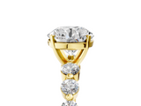 Yellow gold Round Solitaire Diamond Ring with Pave Band and Four-Prong Setting_200