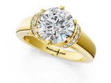 Yellow gold Round Solitaire Diamond Ring with Pave Band and Six-Prong Setting_36