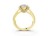 Yellow gold Round Solitaire Diamond Ring with Pave Band and Six-Prong Setting_38