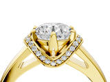 Yellow gold Round Solitaire Diamond Ring with Pave Band and Six-Prong Setting_39