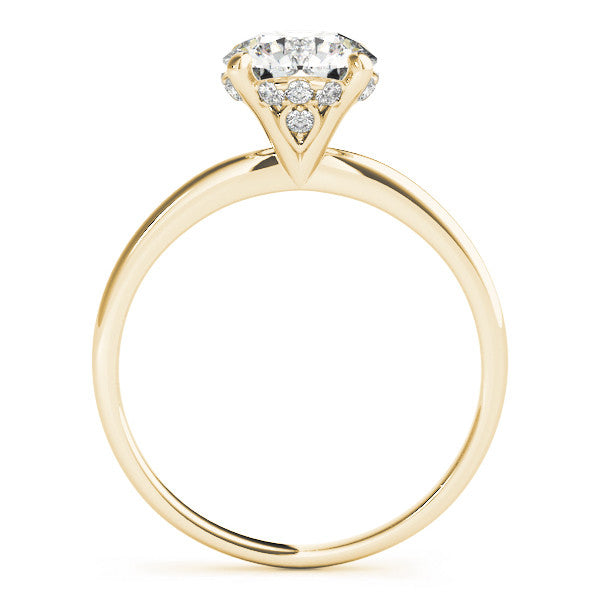 Yellow gold Round Solitaire Diamond Ring with Prong Setting and Plain Band 2