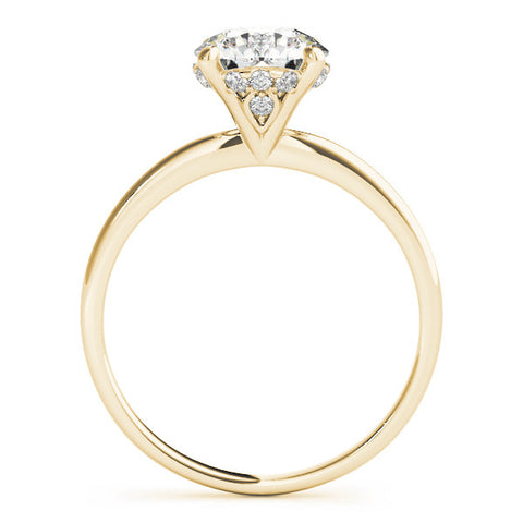 Yellow gold Round Solitaire Diamond Ring with Prong Setting and Plain Band 2
