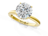 Yellow gold Round Solitaire Diamond Ring with Prong Setting and Plain Band_15