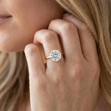 Yellow gold Round Solitaire Diamond Ring with Prong Setting and Plain Band_8