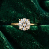 Yellow gold Round Solitaire Diamond Ring with Prong Setting and Plain Band_9
