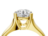 Yellow gold Round Solitaire Diamond Ring with Six-Prong Cathedral Setting_55