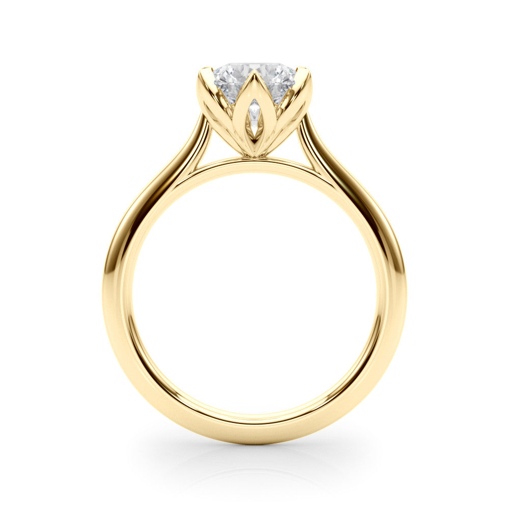 Yellow gold Round Solitaire Diamond Ring with Six-Prong Setting and Classic Band 2