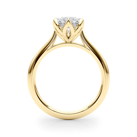 Yellow gold Round Solitaire Diamond Ring with Six-Prong Setting and Classic Band 2
