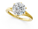 Yellow gold Round Solitaire Diamond Ring with Six-Prong Setting and Tapered Band_52