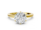 Yellow gold Round Solitaire Diamond Ring with Six-Prong Setting on a Classic Band_23