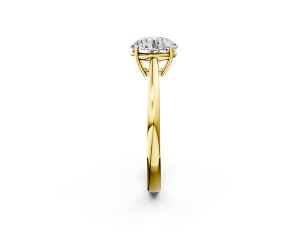 Yellow gold Round Solitaire Diamond Ring with Split Shank and Four-Prong Setting