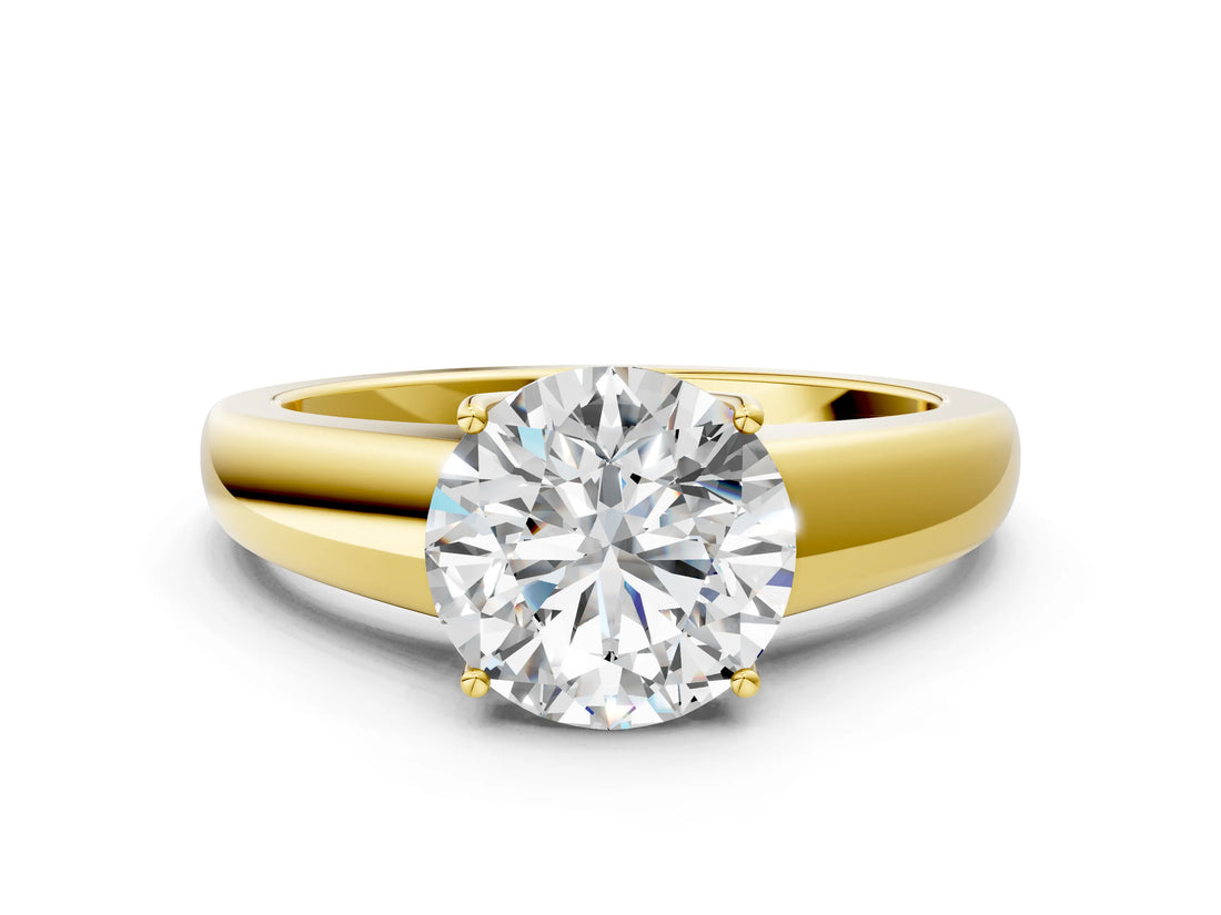 Yellow gold Round Solitaire Diamond Ring with Tapered Band and Four-Prong Setting_52
