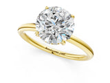 Yellow gold Round Solitaire Diamond Ring with a Classic Band and Four-Prong Setting 1