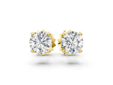14K Yellow Gold 4.17 Carat D VVS2 Round Solitaire Diamond Stud Earrings with Four-Prong Basket Setting
