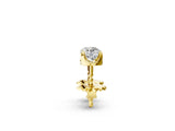 14K Yellow Gold 4.17 Carat D VVS2 Round Solitaire Diamond Stud Earrings with Four-Prong Basket Setting