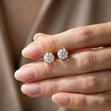 Yellow gold Round Solitaire Diamond Stud Earrings with Four-Prong Basket Setting_86