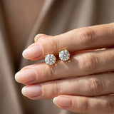 14K Yellow Gold 4.17 Carat D VVS2 Round Solitaire Diamond Stud Earrings with Four-Prong Basket Setting