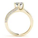 Yellow gold Round Solitaire Diamond Twist Band with Pavé Setting and Four-Prong Setting 2
