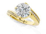 Yellow gold Round Solitaire Diamond Twist Band with Pavé Setting and Four-Prong Setting_15