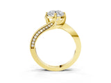 Yellow gold Round Solitaire Diamond Twist Band with Pavé Setting and Four-Prong Setting_17