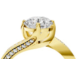 Yellow gold Round Solitaire Diamond Twist Band with Pavé Setting and Four-Prong Setting_18