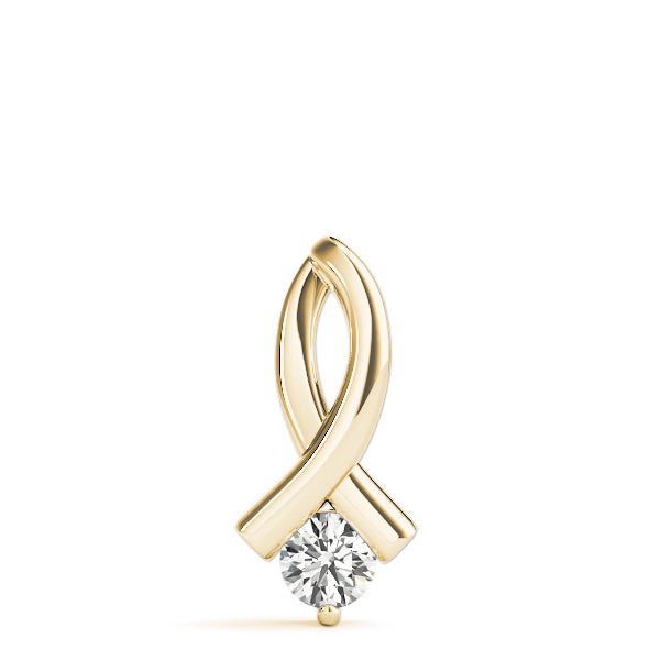 Yellow gold Round Solitaire Diamond Twist Pendant 1