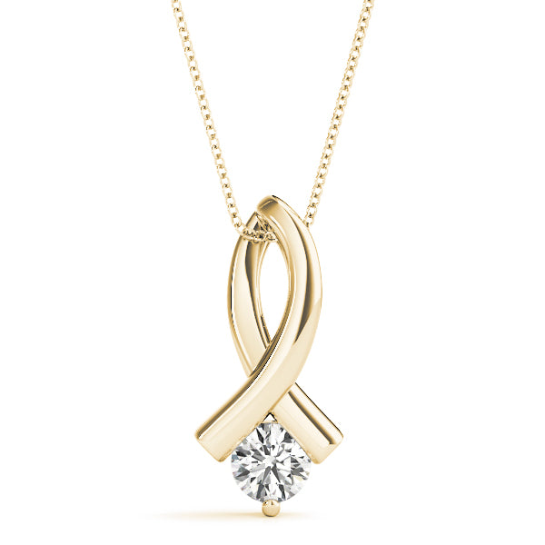 Yellow gold Round Solitaire Diamond Twist Pendant