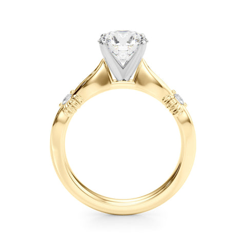 Yellow gold Round Solitaire Diamond Twisted Band with Four-Prong Setting 2
