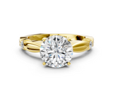 Yellow gold Round Solitaire Diamond Twisted Band with Four-Prong Setting_69