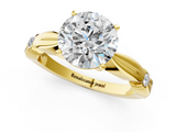 Yellow gold Round Solitaire Diamond Twisted Band with Four-Prong Setting_70