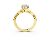 Yellow gold Round Solitaire Diamond Twisted Band with Four-Prong Setting_72