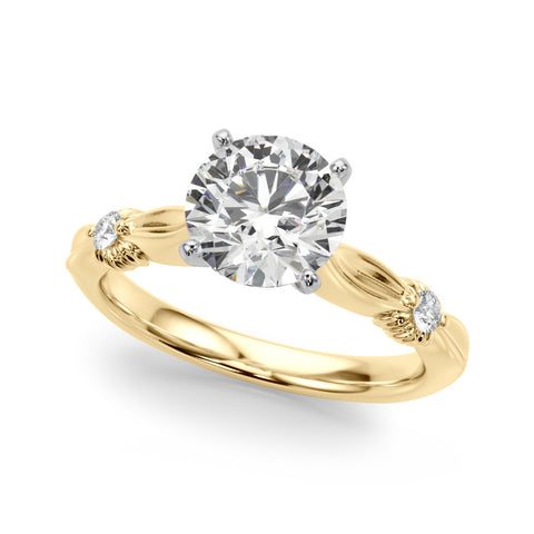 Yellow gold Round Solitaire Diamond Twisted Band with Four-Prong Setting