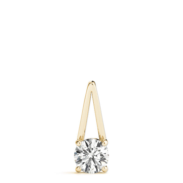 Yellow gold Round Solitaire Diamond V-Bale Pendant