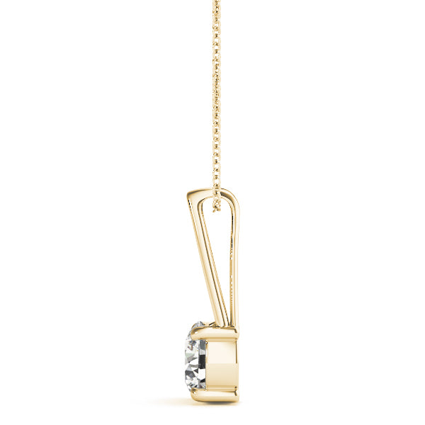 Yellow gold Round Solitaire Diamond V-Bale Pendant