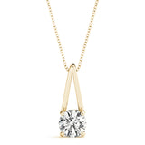 Yellow gold Round Solitaire Diamond V-Bale Pendant