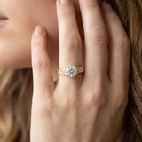 Yellow gold Round Solitaire Diamond with Engraved Band and Four-Prong Setting_5