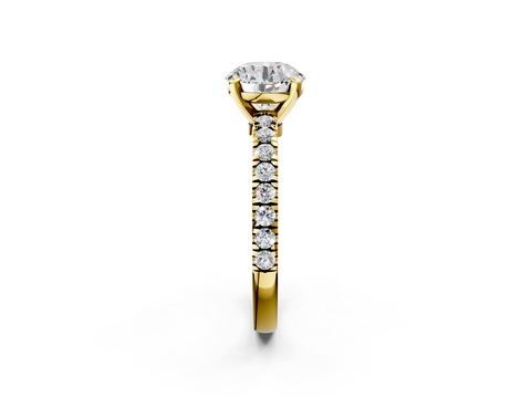 Yellow gold Round Solitaire Diamond with Pavé Band and Four-Prong Setting_72